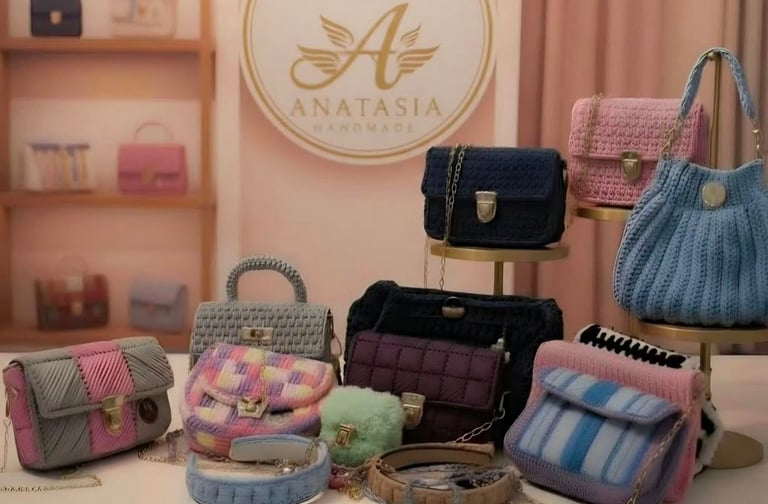 Kolekcja luksusowych torebek Anastasia - pikowane i teksturowane modele w kolorach czarnym, różowym, szarym i niebieskim na półce
